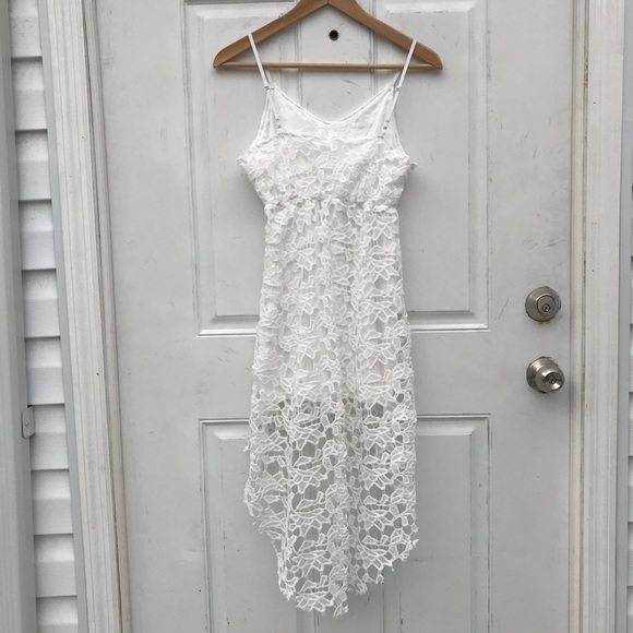LAST 1: NEW White V-neck High Low Dress - Picture 6 of 8